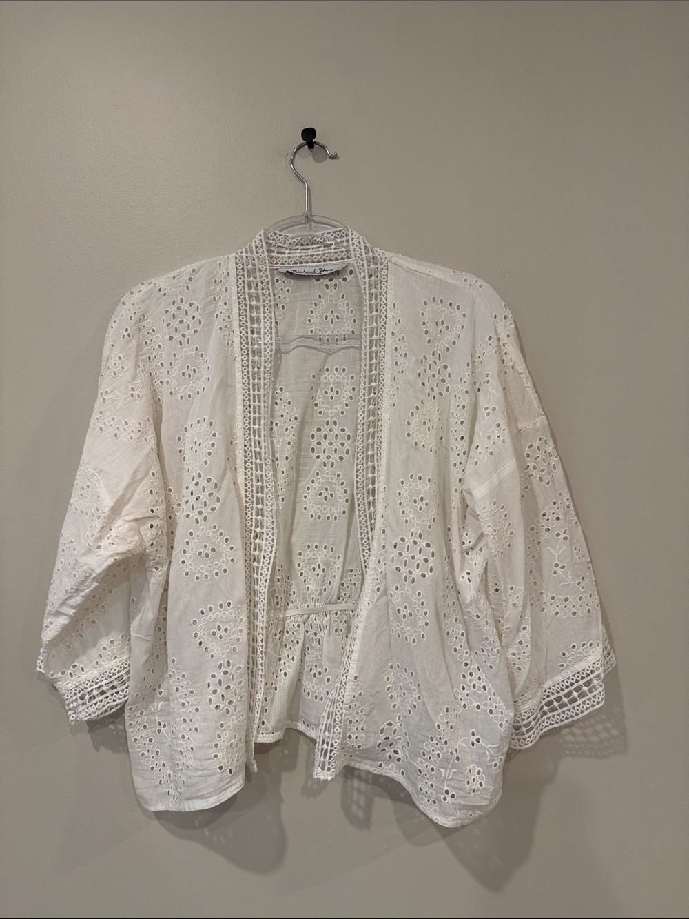Michael Stars 100% Cotton White Eyelet Crochet Topper